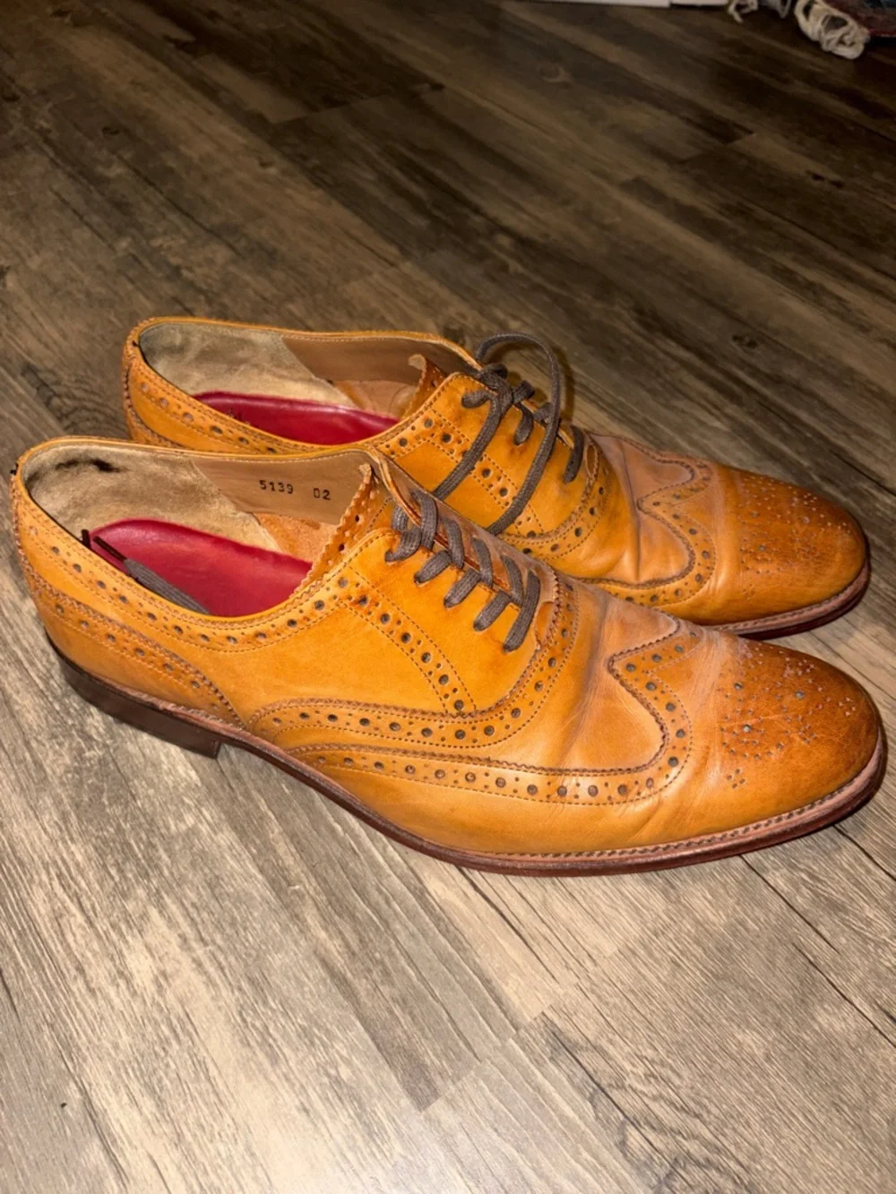 Grenson Brown Wing Tip Brougue Lace-Up Oxfords  Men's - 10